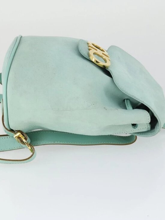 Salvatore Ferragamo Gancini Backpack Suede Green Gold Auth 159843 main image 6